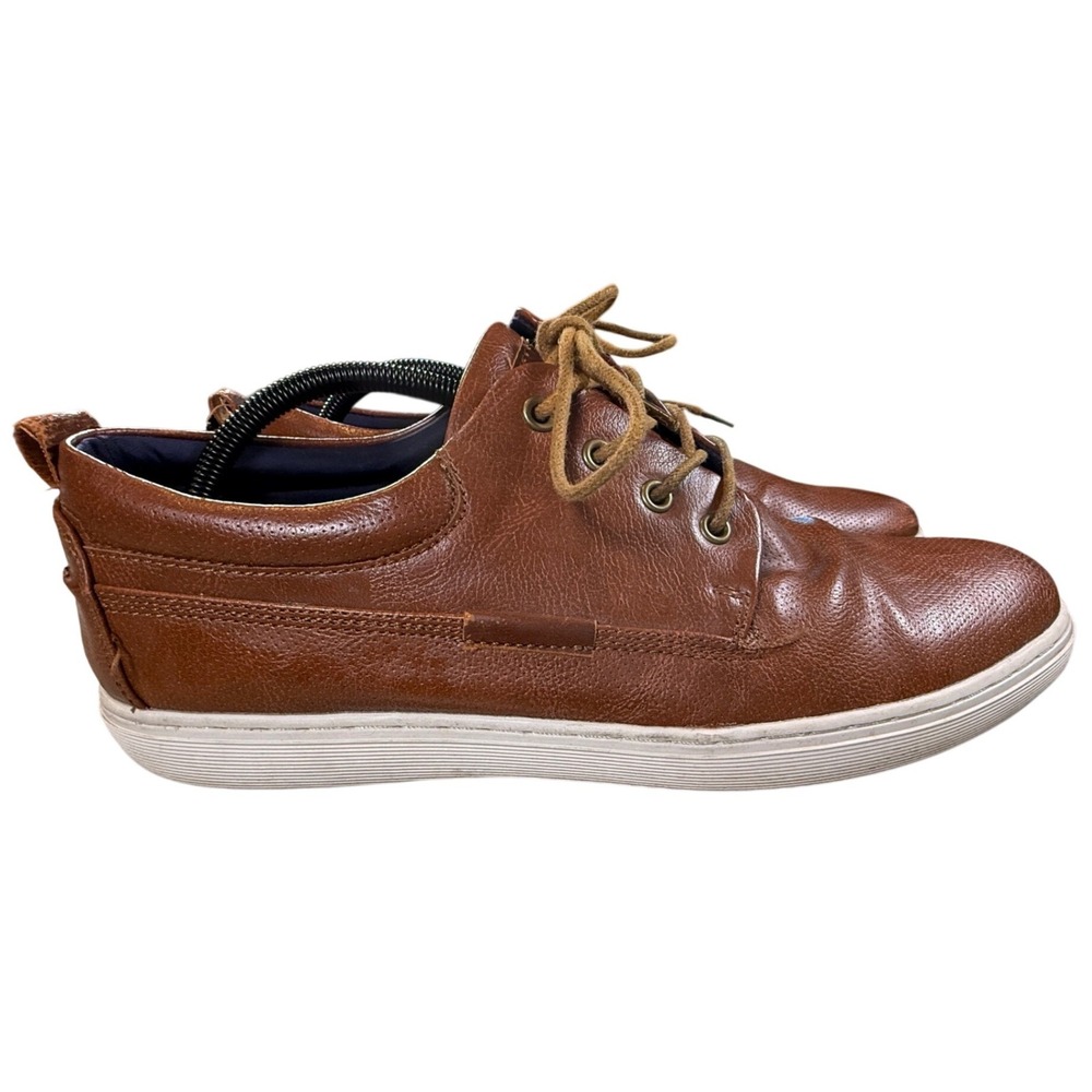 Ashford Hayes Dozer Mens 10.5 M Cognac‎ Brown Faux Leather Dress Sneakers Shoes